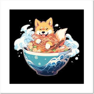 shiba inu ramen Posters and Art